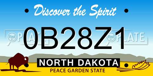 0B28Z1 North Dakota License Plate