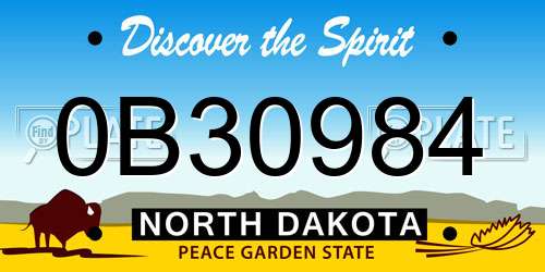0B30984 North Dakota License Plate