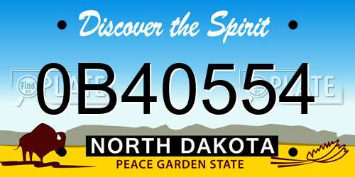0B40554 North Dakota License Plate
