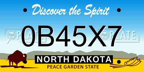 0B45X7 North Dakota License Plate
