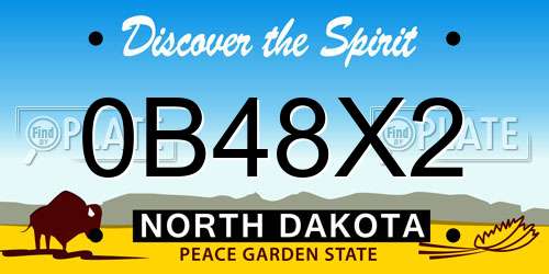 0B48X2 North Dakota License Plate