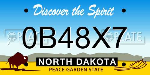 0B48X7 North Dakota License Plate