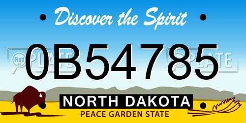 0B54785 North Dakota License Plate