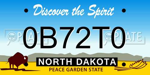 0B72T0 North Dakota License Plate