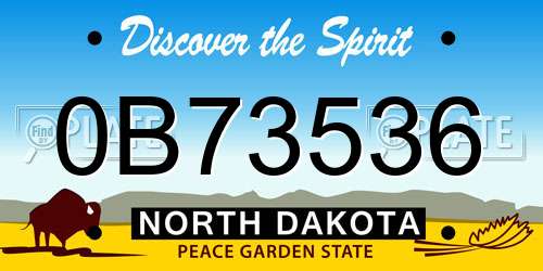 0B73536 North Dakota License Plate