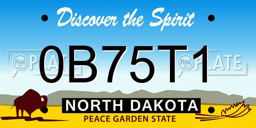 0B75T1 North Dakota License Plate