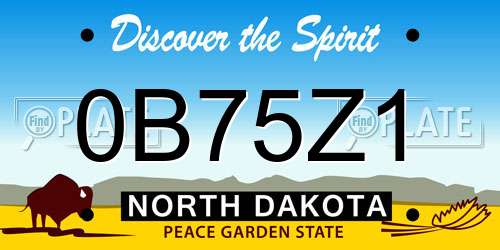 0B75Z1 North Dakota License Plate