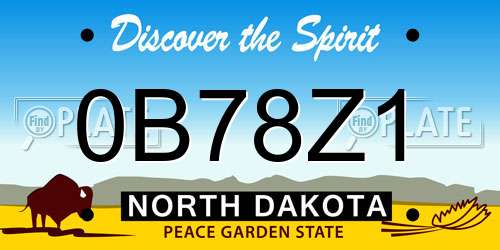 0B78Z1 North Dakota License Plate