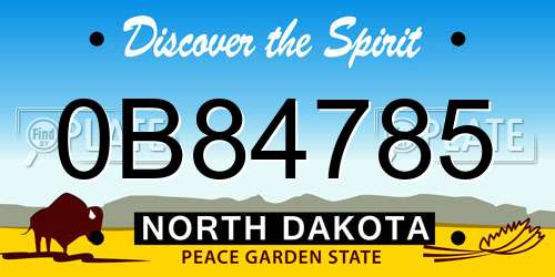 0B84785 North Dakota License Plate