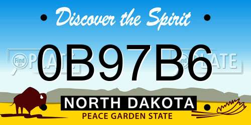 0B97B6 North Dakota License Plate