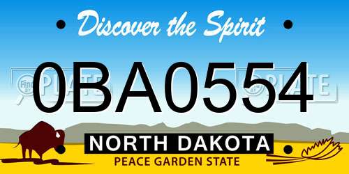 0BA0554 North Dakota License Plate