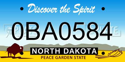 0BA0584 North Dakota License Plate