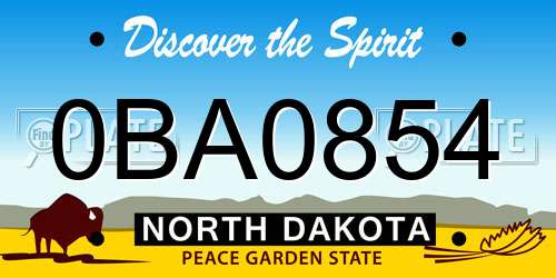 0BA0854 North Dakota License Plate
