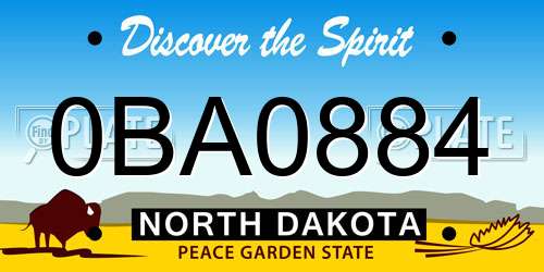 0BA0884 North Dakota License Plate