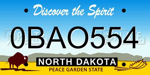 0BAO554 North Dakota License Plate