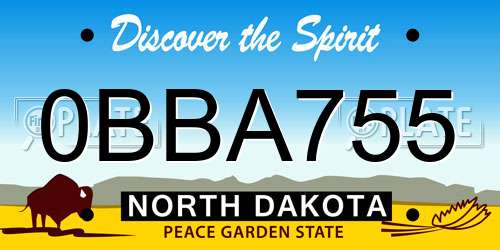 0BBA755 North Dakota License Plate