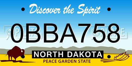 0BBA758 North Dakota License Plate
