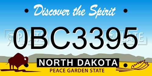 0BC3395 North Dakota License Plate