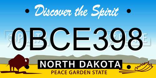 0BCE398 North Dakota License Plate