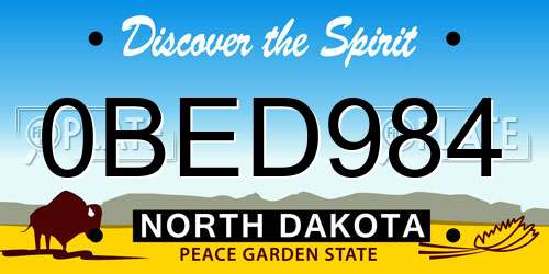 0BED984 North Dakota License Plate