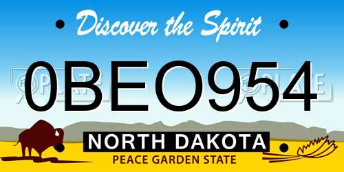 0BEO954 North Dakota License Plate