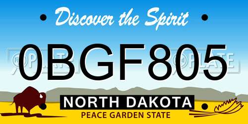 0BGF805 North Dakota License Plate