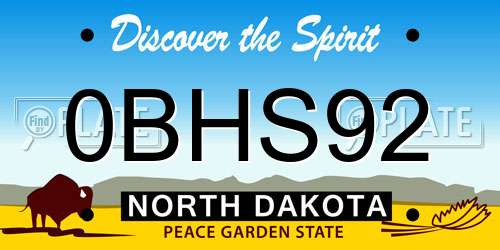 0BHS92 North Dakota License Plate