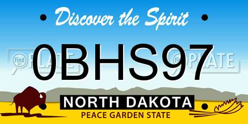 0BHS97 North Dakota License Plate