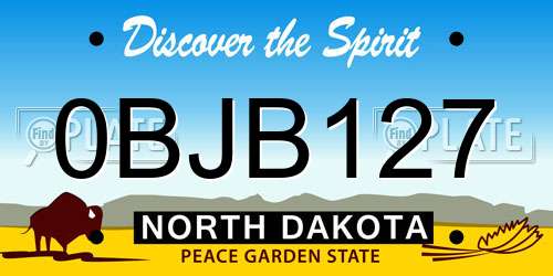 0BJB127 North Dakota License Plate