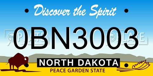 0BN3003 North Dakota License Plate