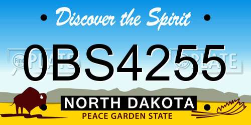 0BS4255 North Dakota License Plate