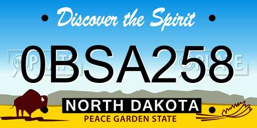 0BSA258 North Dakota License Plate