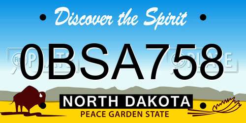0BSA758 North Dakota License Plate