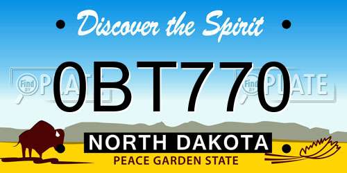 0BT770 North Dakota License Plate