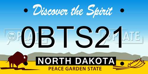 0BTS21 North Dakota License Plate