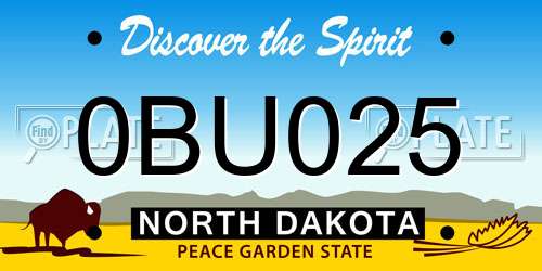 0BU025 North Dakota License Plate