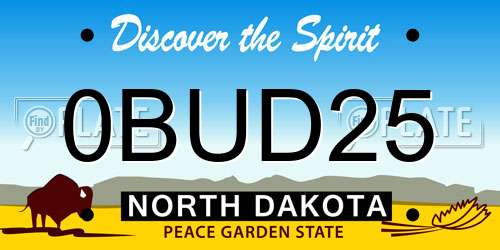 0BUD25 North Dakota License Plate