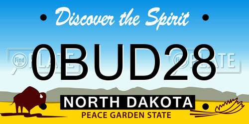 0BUD28 North Dakota License Plate