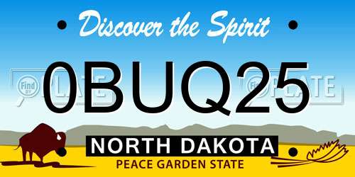 0BUQ25 North Dakota License Plate