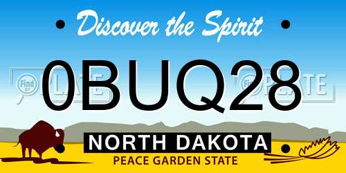 0BUQ28 North Dakota License Plate