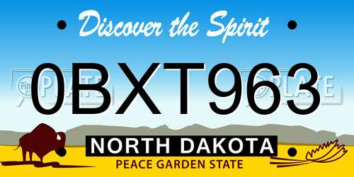 0BXT963 North Dakota License Plate