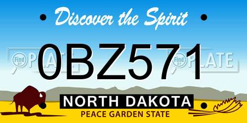 0BZ571 North Dakota License Plate