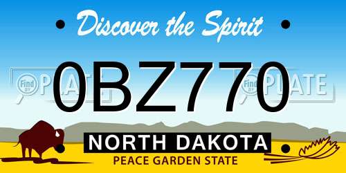 0BZ770 North Dakota License Plate