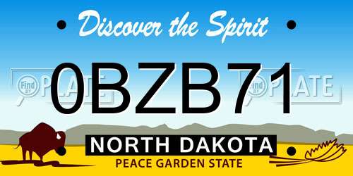 0BZB71 North Dakota License Plate