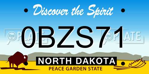 0BZS71 North Dakota License Plate