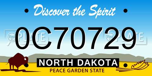 0C70729 North Dakota License Plate
