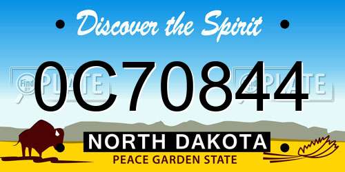 0C70844 North Dakota License Plate