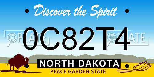 0C82T4 North Dakota License Plate