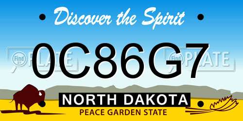 0C86G7 North Dakota License Plate