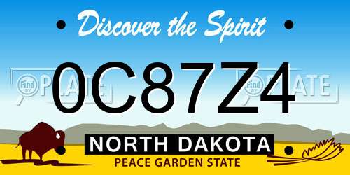 0C87Z4 North Dakota License Plate